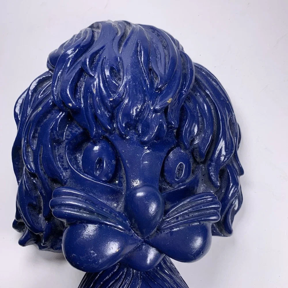 Vtg Blue Universal Statuary Corp Shaggy Lion Wall Hanging Decor Art Chicago 1970